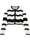 Msgm Striped Knit Cardigan In Black