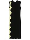 Msgm Wave-pattern Maxi Dress In Black
