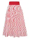 Msgm Wave-print Pleated Skirt In Pink
