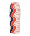 Msgm Red Skirt With Pencil Design And All-over Printed Motif In Blue