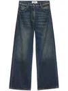 Msgm Embroidered Logo Wide Leg Jeans