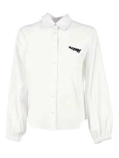 Msgm Wrinkled Poplin Shirt Girl In White