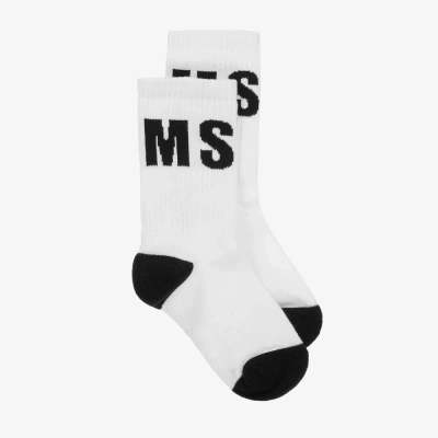 Msgm White & Black Cotton Ankle Socks