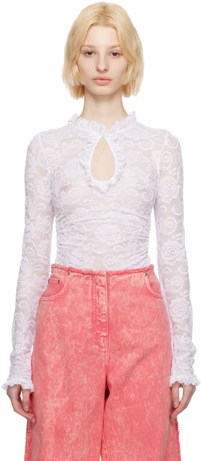 Msgm White Body Long Sleeve T-shirt In 01 White