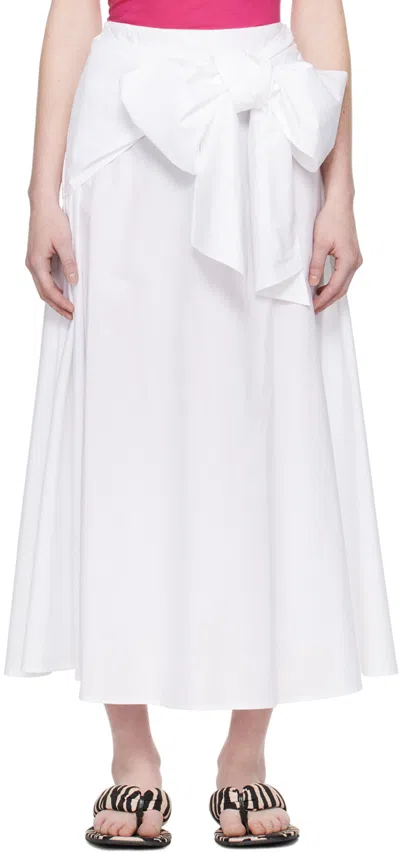 Msgm White Bow Maxi Skirt In 01 White