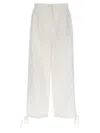 Msgm White Trousers With Drawstring At Bottom In White