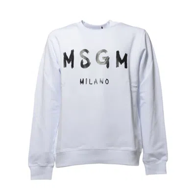 MSGM MSGM WHITE COTTON CREWNECK SWEATSHIRT