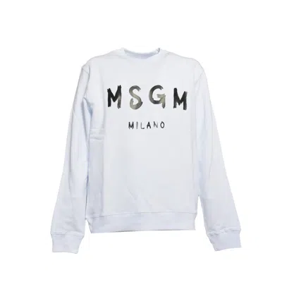 MSGM MSGM WHITE COTTON CREWNECK SWEATSHIRT