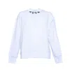 Msgm White Cotton Crewneck Sweatshirt With Logo Print On The Neck In Blue