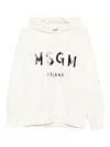 Msgm White Cotton Crewneck Sweatshirt With Logo In White