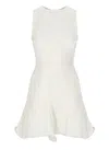 Msgm White Dress With Peplum Design And Hidden Back Closure In Cotton Blend Woman