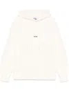 Msgm White Cotton Hoodie With Black Logo In White