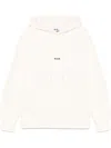Msgm White Cotton Hoodie With Black Logo