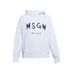 Msgm Brush Stroke Logo French Terry Hoodie In White
