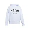Msgm White Cotton Hoodie With Logo Print In White