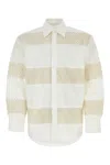 Msgm Cotton Shirt With Sheer Panels And Button Cuffs In White