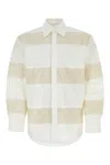 Msgm Cotton Shirt With Sheer Panels And Button Cuffs In White