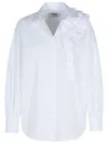 Msgm Cotton Shirt Ruffle Detail In White