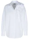 Msgm Cotton Shirt Ruffle Detail In White