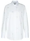 Msgm Cotton Shirt With Collared Neck And Embroidered Pattern In White