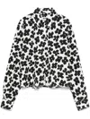 Msgm White Cotton Shirt With Black Floral Print In Black