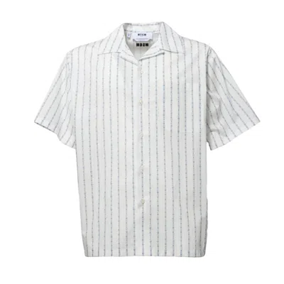 Msgm White Cotton Short Sleeve Printed Shirt In Multi