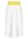 Msgm White Skirt With Contrasting Waist And Pleated Details In Fabric Woman