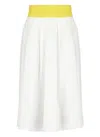 Msgm White Skirt With Contrasting Waist And Pleated Details In Fabric Woman