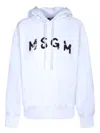 Msgm Rhinestone-covered Logo White Hoodie In Multi