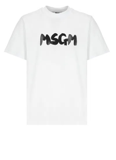MSGM MSGM WHITE COTTON T-SHIRT