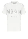 Msgm Glitter Cotton Jersey Knit Detail In White