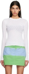 Msgm T-shirt With Round Neck And Long Sleeves In 1 White