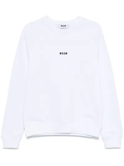 MSGM WHITE CREWNECK SWEATSHIRT