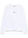 Msgm White Crewneck Sweatshirt With Logo In White