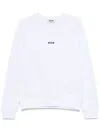 Msgm White Crewneck Sweatshirt With Logo In White