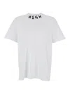 Msgm White Crewneck T-shirt With Logo Lettering On The Neck