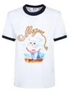 Msgm White Crewneck T-shirt With Logo Print On The Front In Cotton Woman In White
