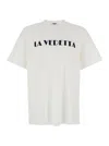 Msgm White Crewneck T-shirt With Print On The Front In Cotton Man In White