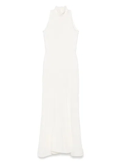 MSGM WHITE CRINKLED MAXI DRESS