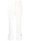 Msgm Button Detail Cropped-leg Flared Trousers In White