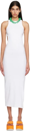 Msgm White Cutout Midi Dress In 1 Optical White
