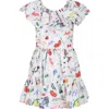 MSGM WHITE DRESS FOR GIRL WITH COMIC PRINT