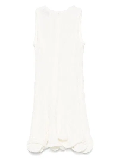 Msgm White Dress With Peplum Design And Hidden Back Closure In Cotton Blend Woman