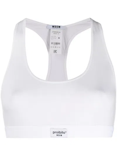 MSGM WHITE ELASTICATED TRIM BRA
