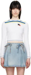 Msgm White Embroidered Logo Sweater In 01 White