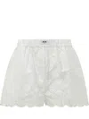 Msgm White Embroidered Shorts In White