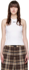 Msgm Cotton Jersey Logo Tank Top In 01 Optical White