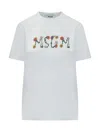 Msgm White Graphic Crew Neck T-shirt In White