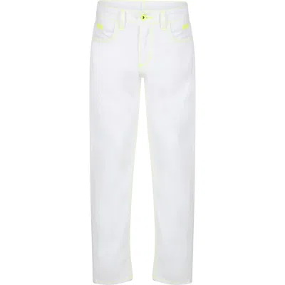 Msgm Kids' White Jeans For Boy With Logo
