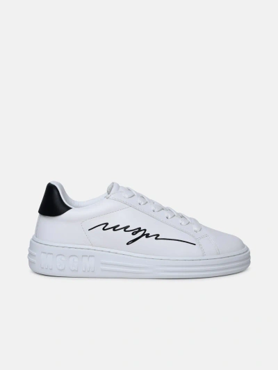 Msgm White Leather Sneakers